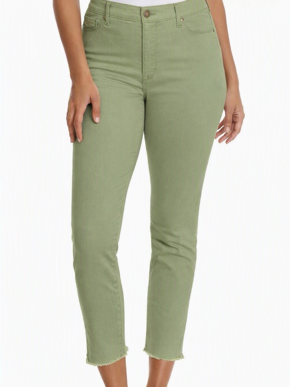 Nine West Olive Green Gramercy Cropped Jeans Womens 8